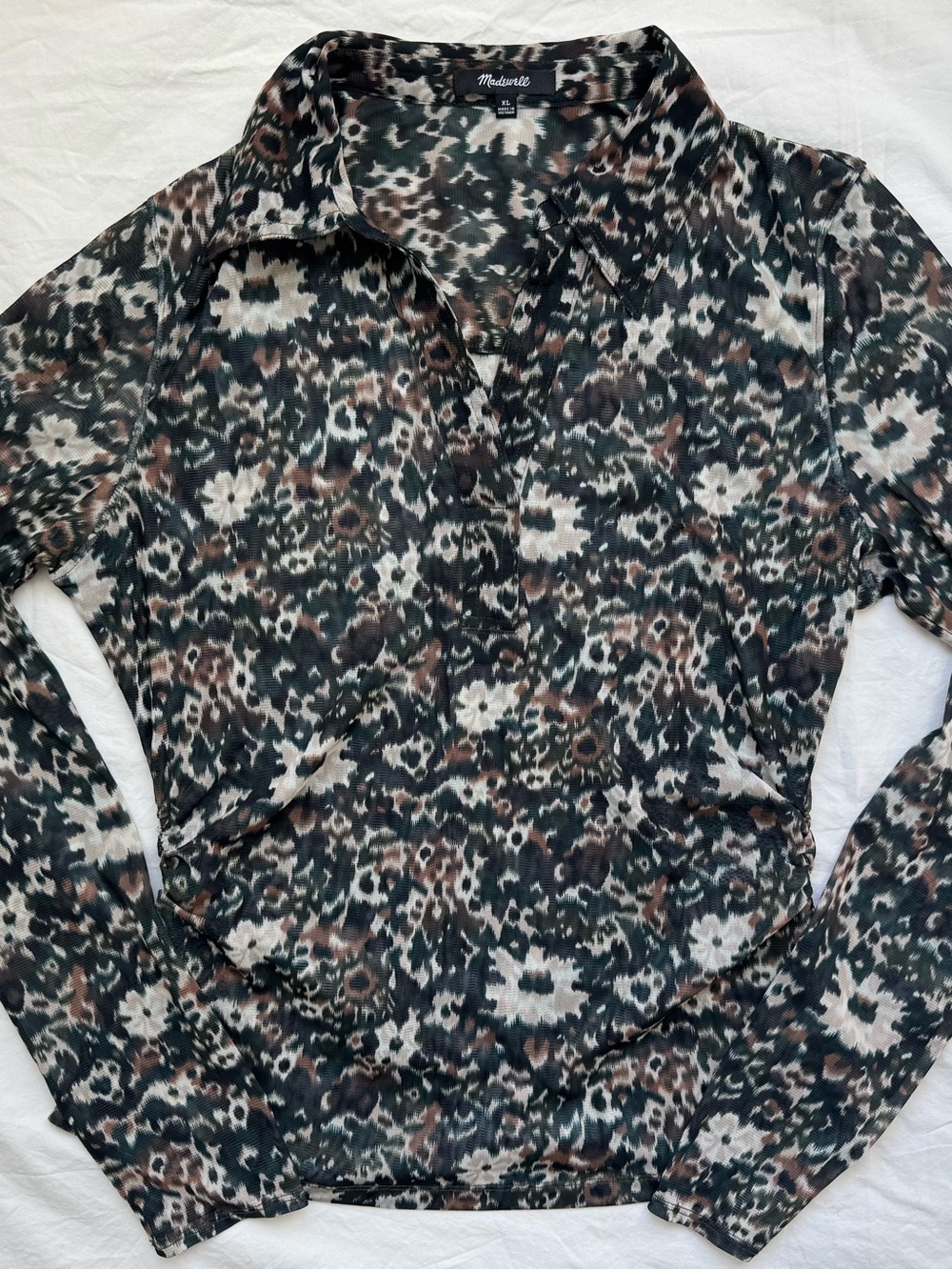 Retro 90s Y2K Grunge Whimsigoth Vintage Inspired Madewell Sheer Floral Mesh Top